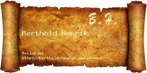Berthold Henrik névjegykártya
